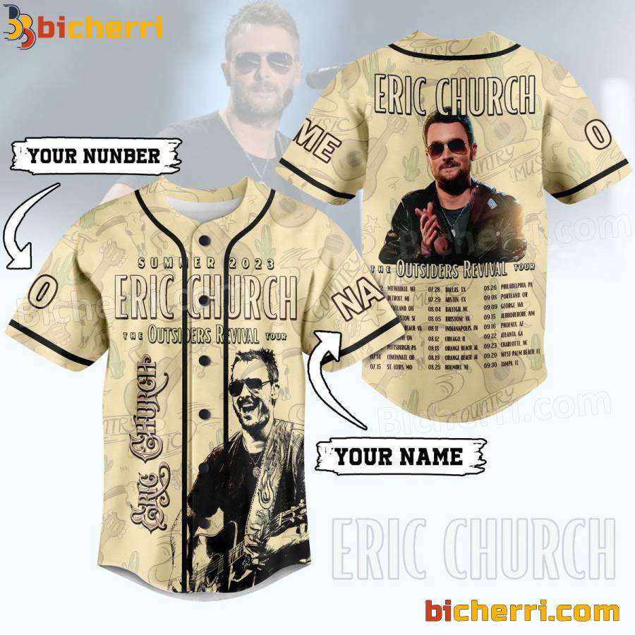 Summer 2023 Eric Church The Outsiders Revival Tour Personalized Baseball Jersey