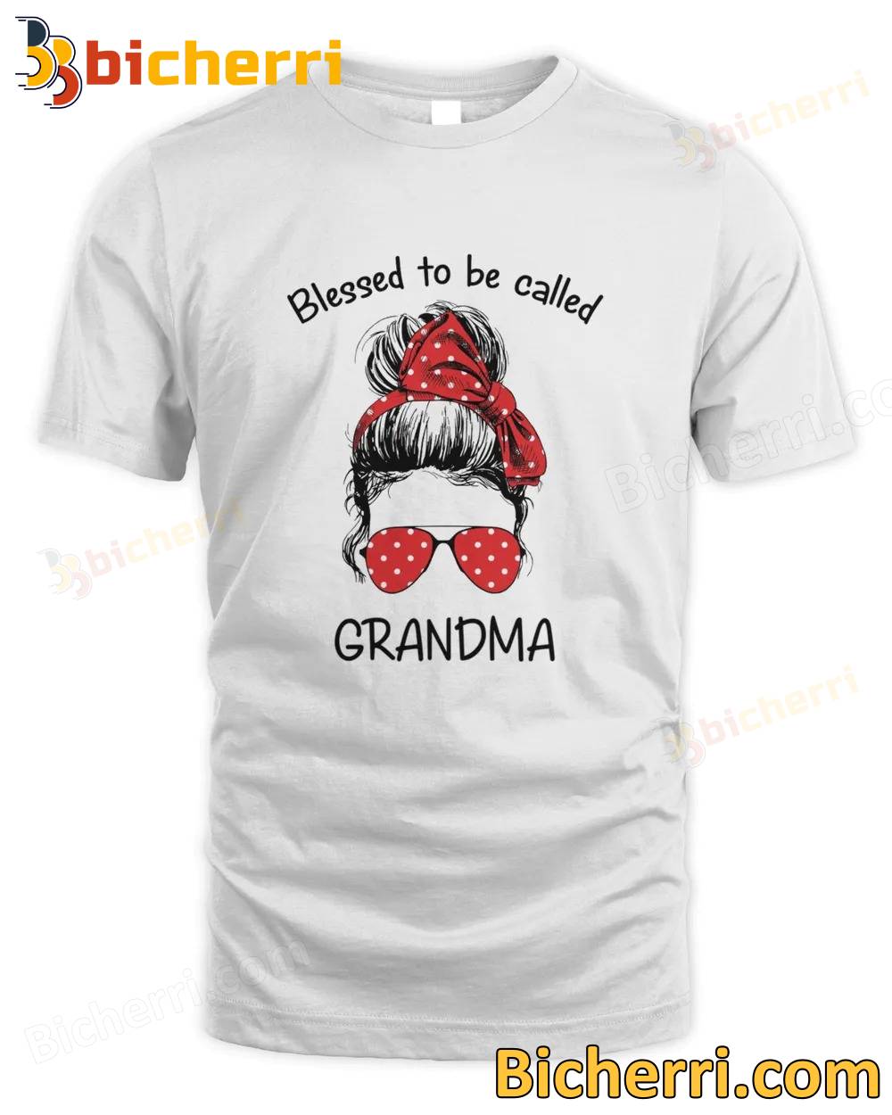 Girl With Red Blessed To Be Called Grandma T-shirt