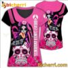 Butterfly Girl And Skull Rose Breast Cancer Awareness T-shirt