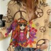 Hippie Girl Peace Sign Women Shirt