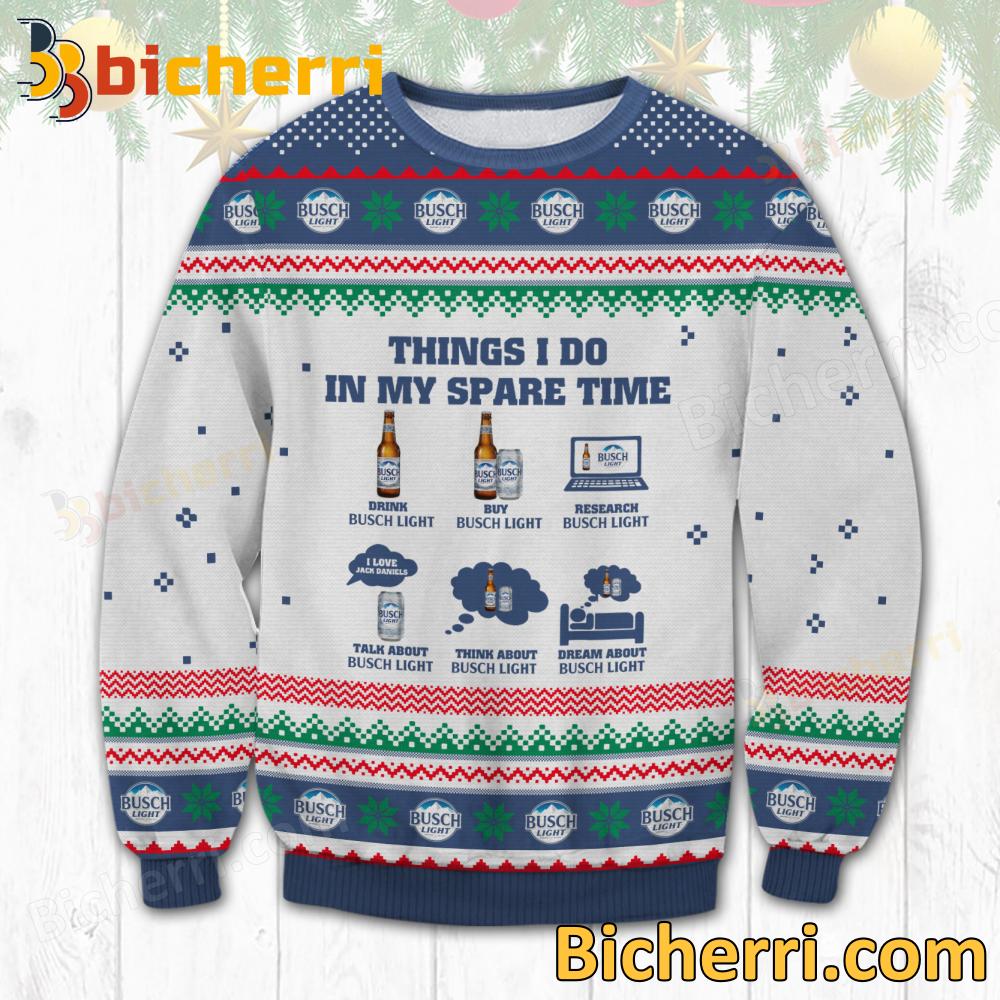 Busch Light Things I Do In My Spare Time Ugly Christmas Sweater