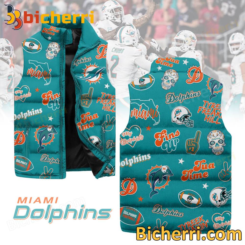 Dolphins Home Symbolize Sleeveless Puffer Vest