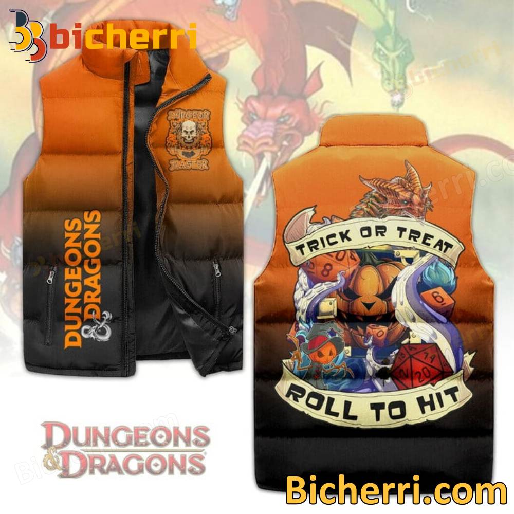 Dungeons And Dragons Trick Or Treat Roll To Hit Sleeveless Puffer Vest