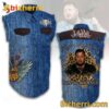Jelly Roll I'm Just A Long Haired Son Of A Sinner Leopard Sleeveless Denim Jacket