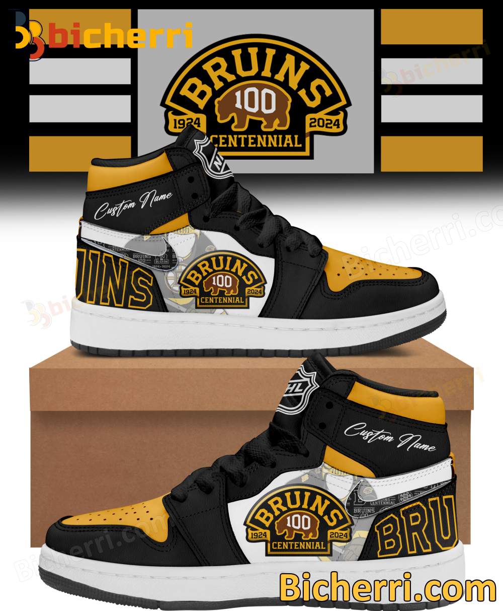 Boston Bruins Bear Air Jordan High Top Shoes