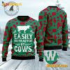Easily Distracted By Cows Ugly Christmas Sweater