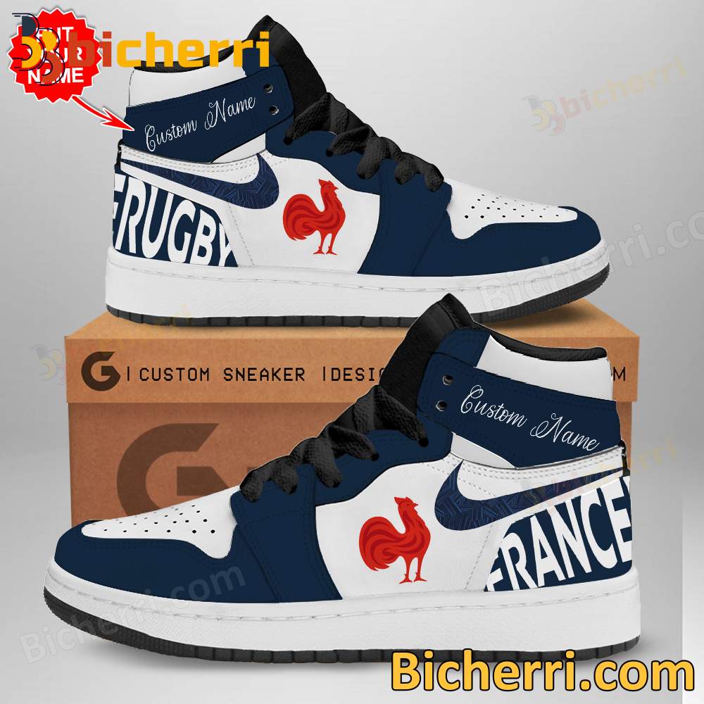 France Rugby Logo Personalized Air Jordan High Top Shoes
