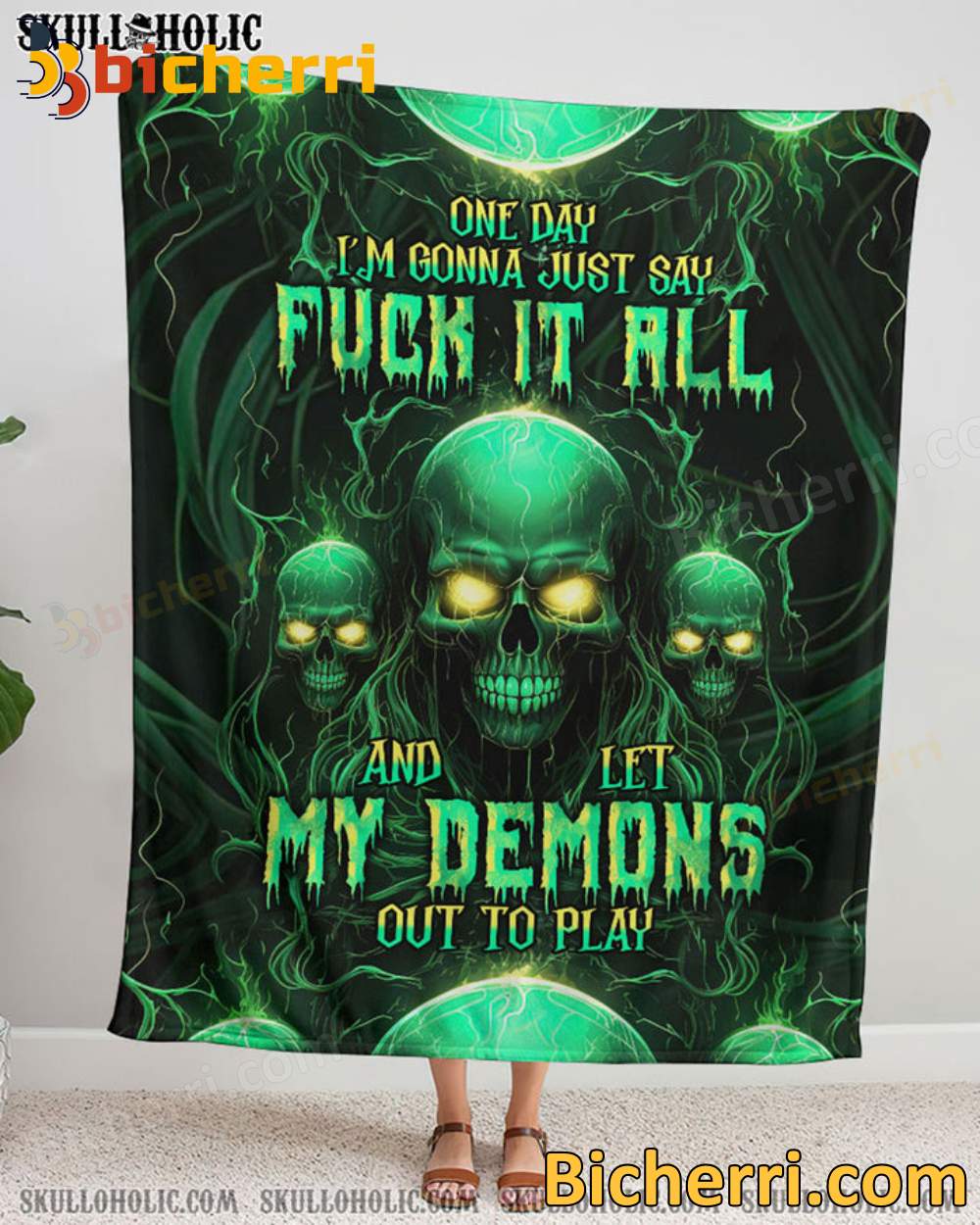 Green Skull One Day I'm Gonna Just Say Fuck It All Blanket