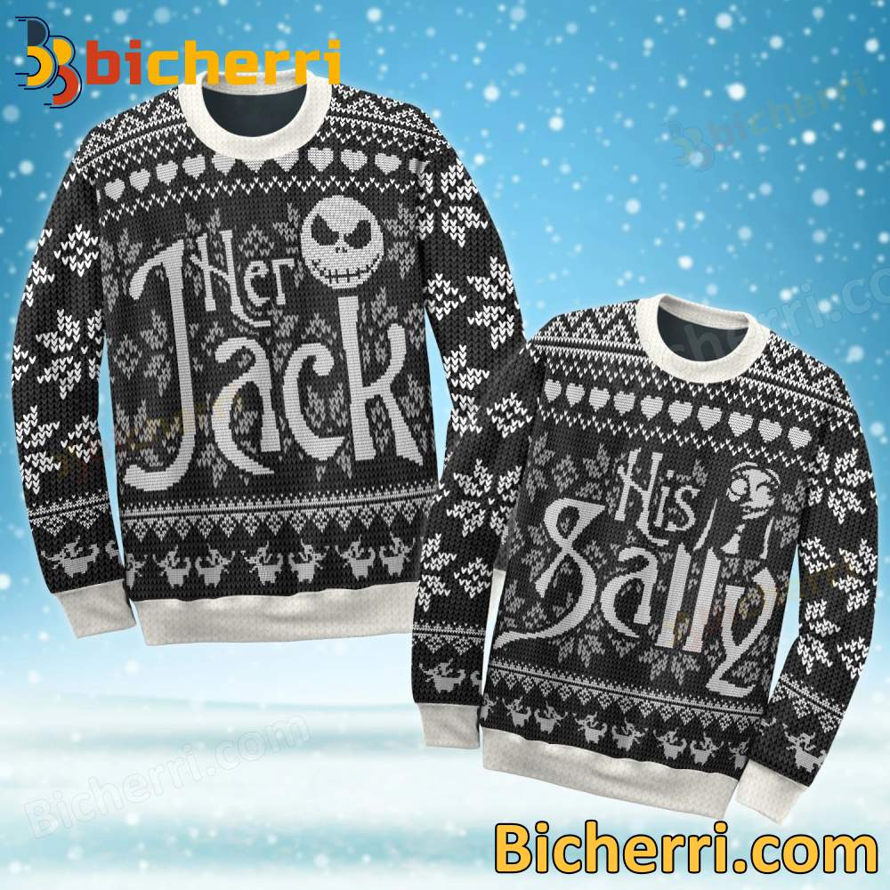 Jack Skellington Her Jack His Sally Ugly Christmas Sweater