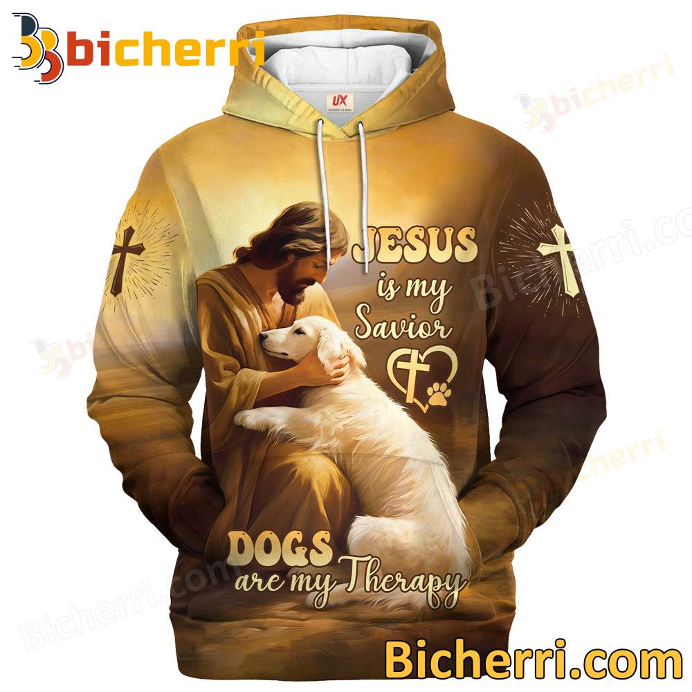 Jesus Is My Savior Dogs Are My Therapy Hoodie