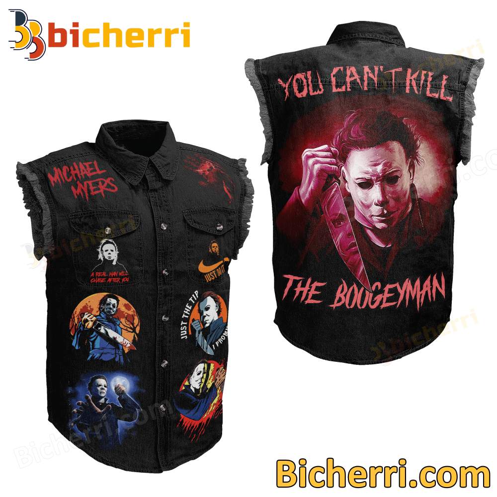 Michael Myers You Can't Kill The Boogeyman Sleeveless Denim Jacket