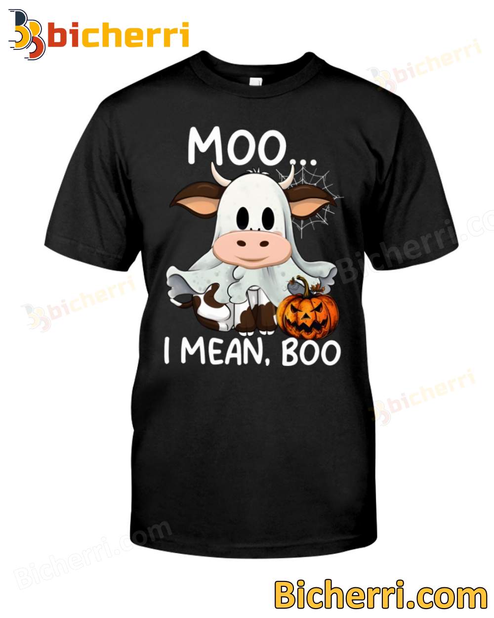 Moo I Mean Boo Cute Halloween Cow T-shirt