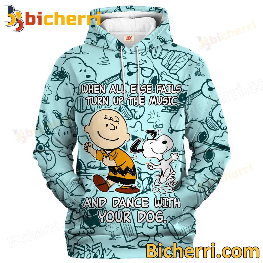 Snoopy And Charlie Brown When All Else Fails Turn Up The Music Hoodie