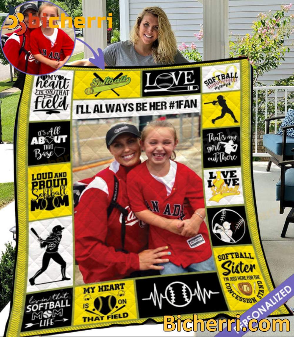 Softball I'll Always Be Her #1fan Personalized Blanket