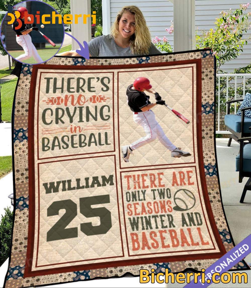 There's No Crying In Baseball Personalized Blanket