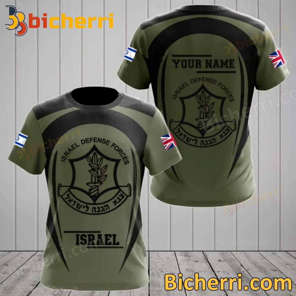 UK Israel Defense Forces Custom Name T-shirt