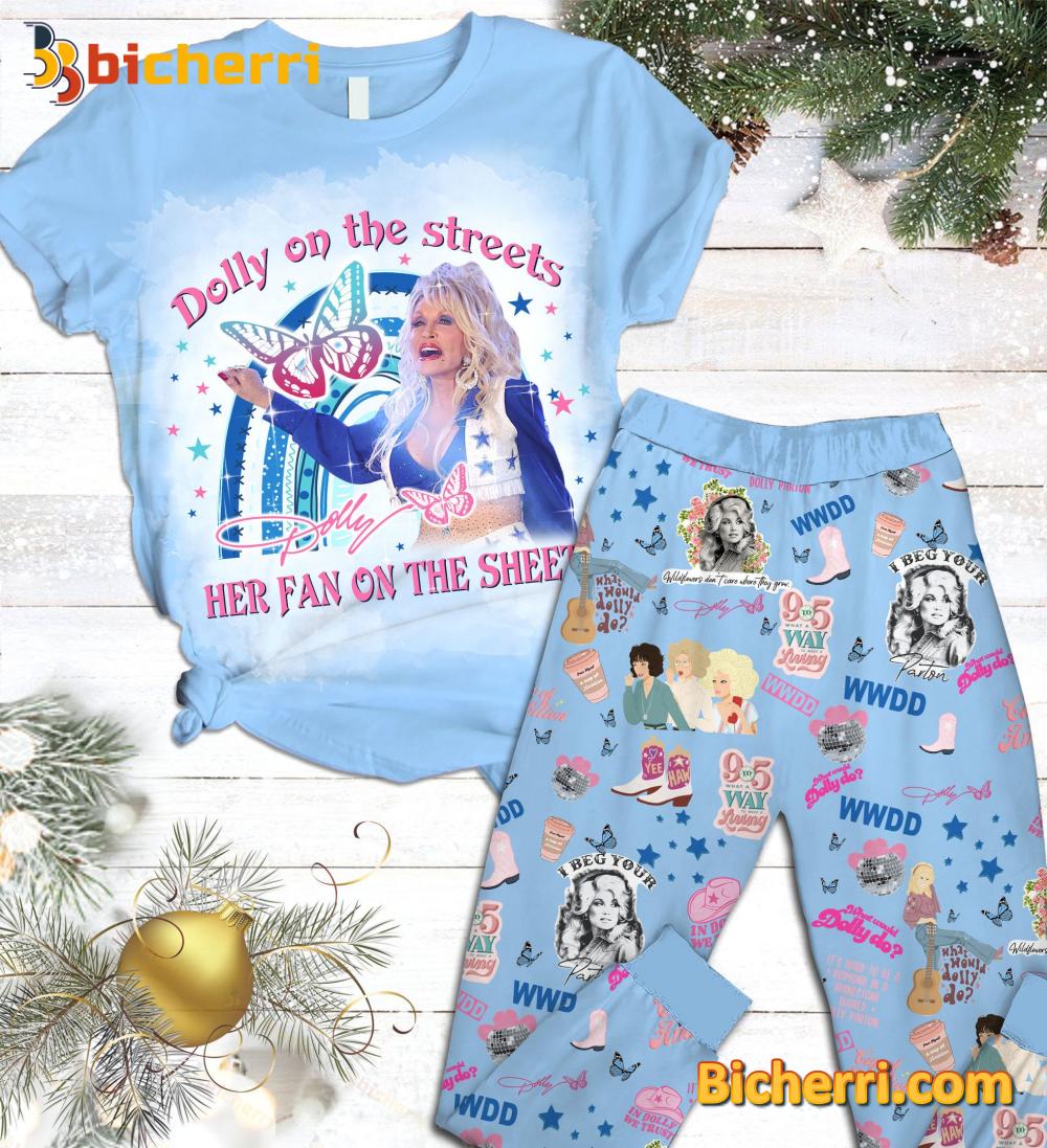 Dolly Parton Dolly On The Streets Her Fan On The Sheet Pajamas Set