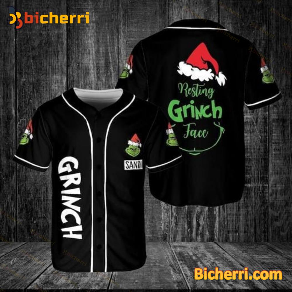Resting Grinch Face Personalized Baseball Jersey