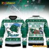 Tulane Green Wave Roll Green Wave Roll Them Down The Field Ugly Christmas Sweater
