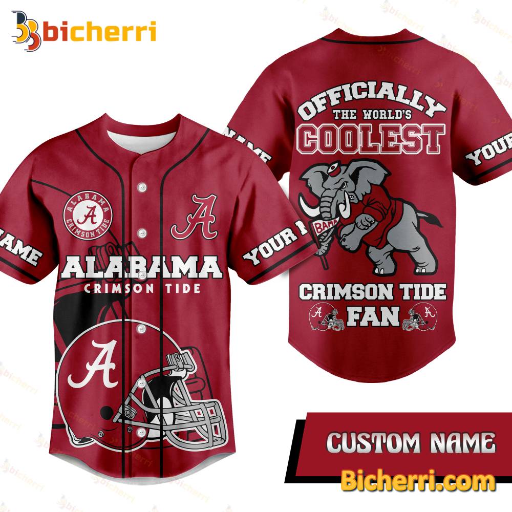 Alabama Crimson Tide Officially The World's Coolest Crimson Tide Fan Personalized Baseball Jersey