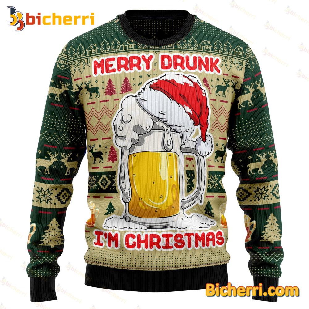 Beer Merry Drunk I'm Christmas Ugly Christmas Sweater