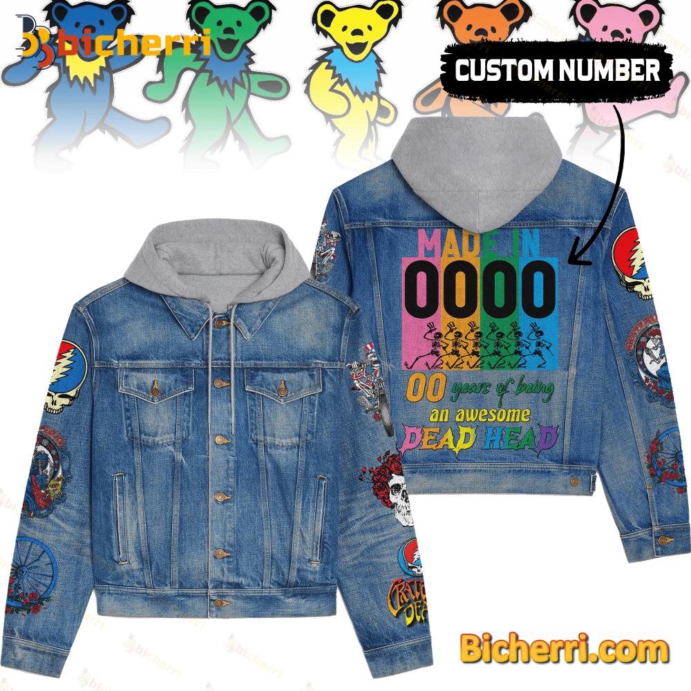 Made In Number Years Of Being An Awesome Dead Head Personalized Jean Jacket Hoodie