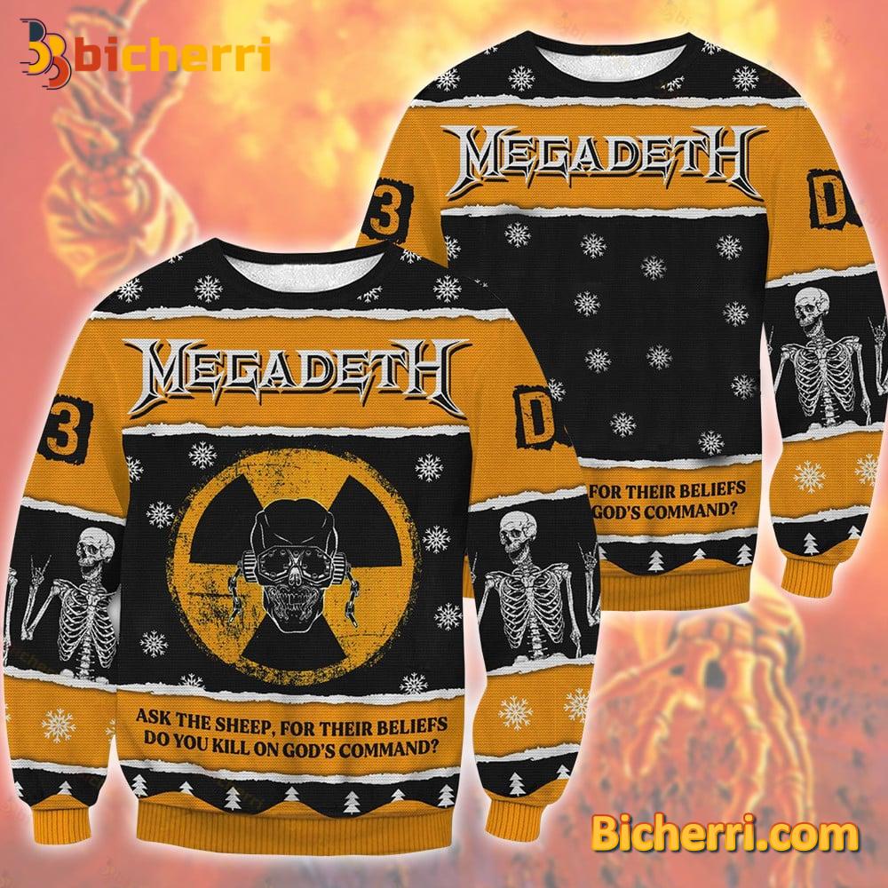 Megadeth Ask The Sheep For Their Beliefs Ugly Christmas Sweater