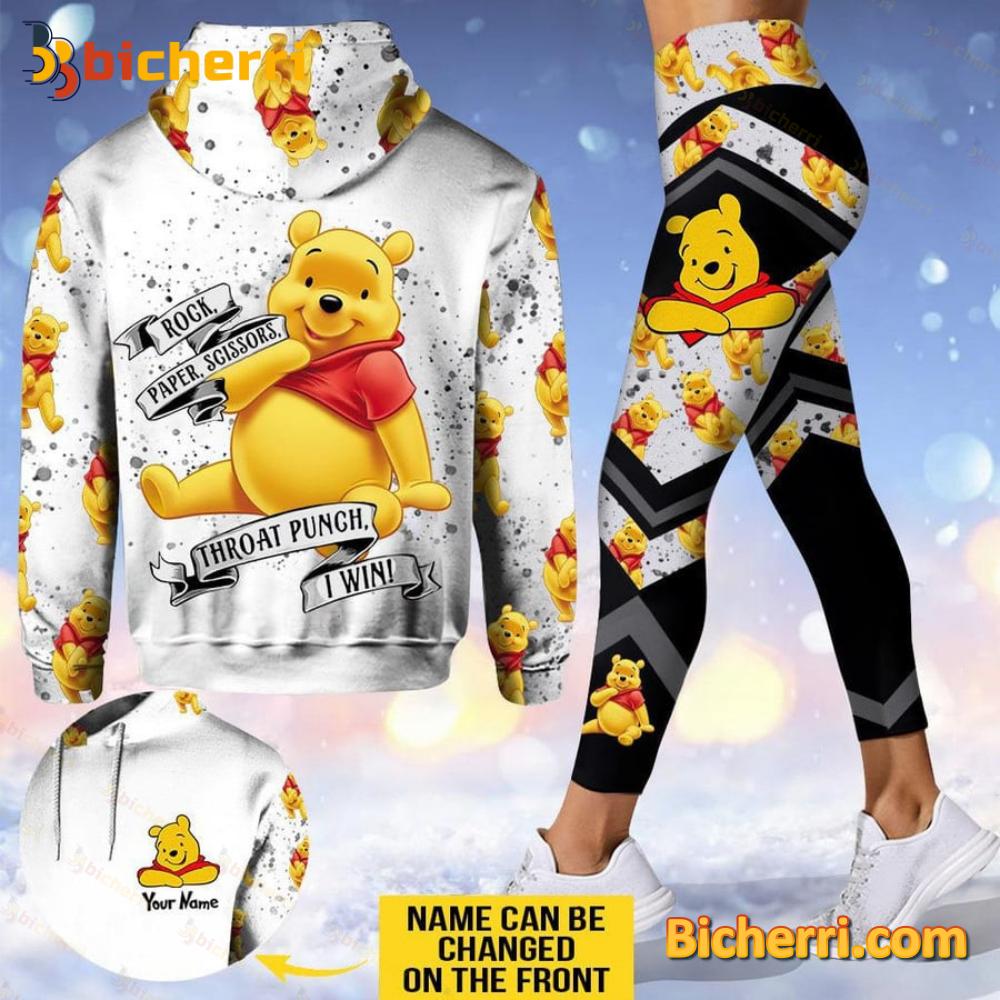 Pooh Rock Paper Scissors Throat Punch I Win Personalized Hoodie And Legging Set