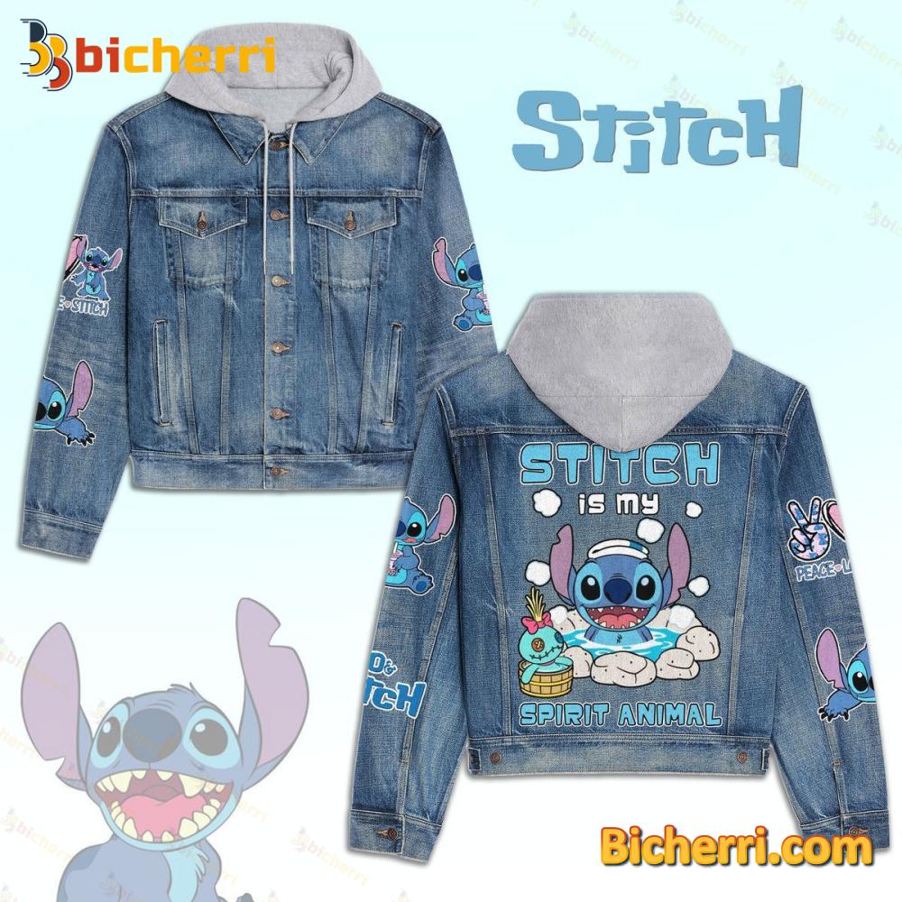 Stitch Is My Spirit Animal Jean Jacket Hoodie