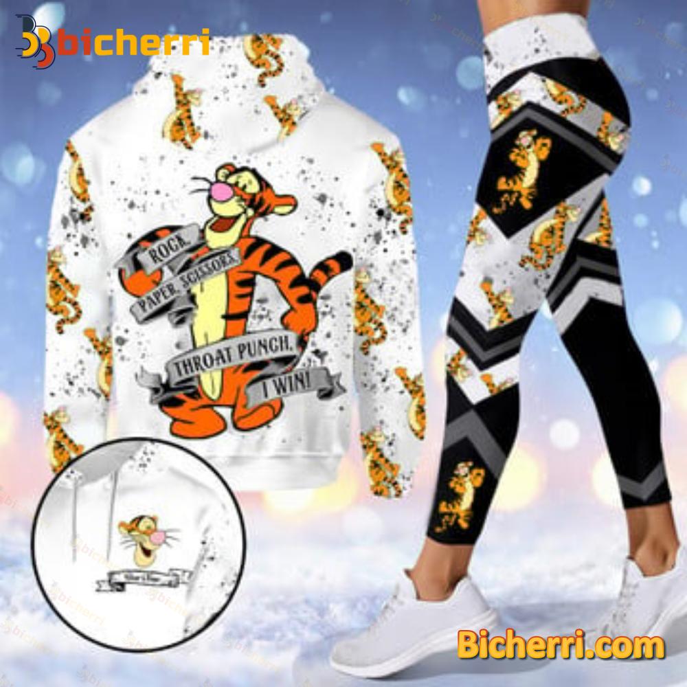 Tiger Rock Paper Scissors Throat Punch I Win Personalized Hoodie And Legging Set