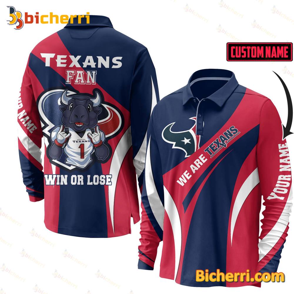 Houston Texans Fan Win Or Lose We Are Texans Custom Name Long Sleeves Polo Shirt