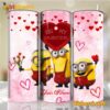 Minions Be My Valentine Custom Name Skinny Tumbler