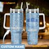 North Carolina Tar Heels Go Heels Ball In Custom Name 40 Oz Tumbler With Handle