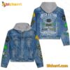 Notre Dame Leprechaun Irish Smash Mouth For Life Blue And Gold Jean Jacket Hoodie