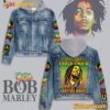 Bob Marley Let's Get Together And Feel Alright Jean Jacket Hoodie