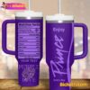 Prince Purple Love Enjoy Prince Every Day Nutrition Facts Custom Name Tumbler With Handle