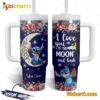 Stitch I Love You To The Moon And Back Custom Name Tumbler With Handle